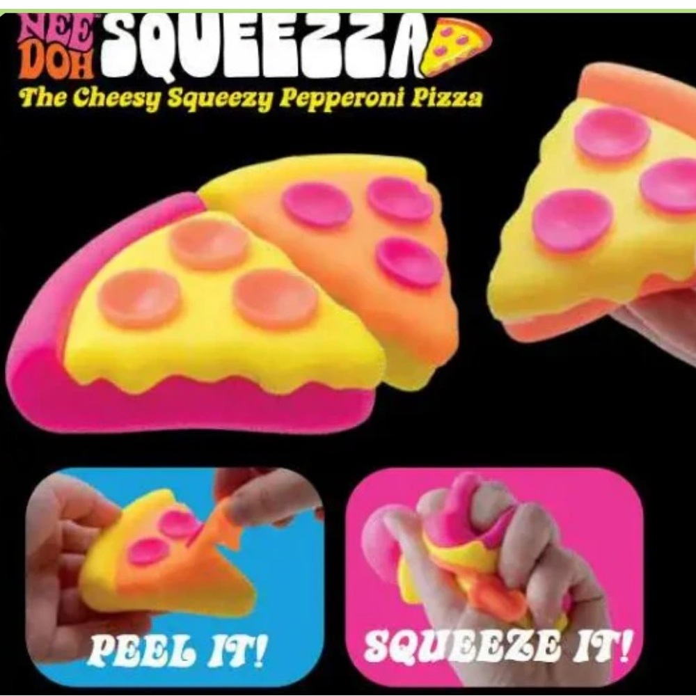 VIRAL~ Nee Doh Squeezza Pizza Toy (YELLOW CRUST, ORANGE CHEESE, PINK PEPPERONI) - Picture 4 of 6